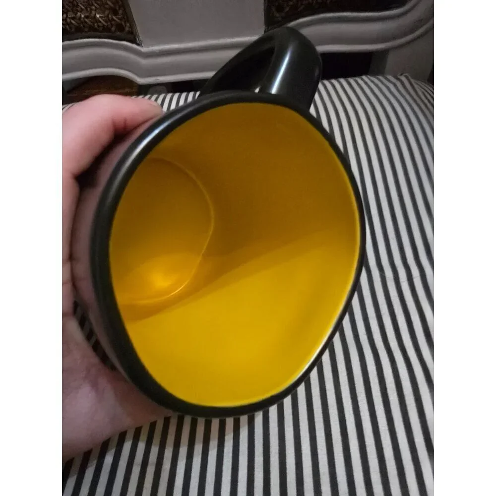 NWT Rae Dunn Artisan Halloween Trick or Treat Mug Yellow Interior Farmhouse